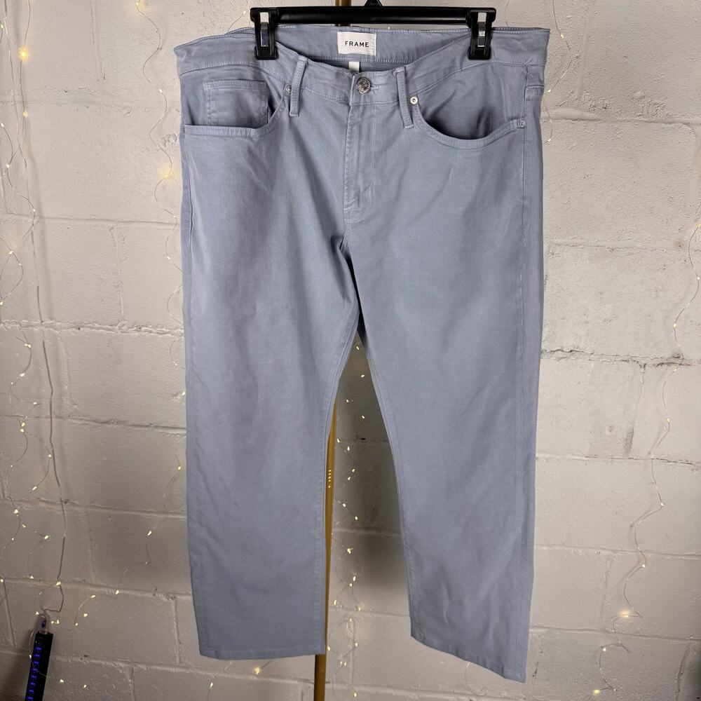 frame l’homme slim men’s 38 sky blue stretch jeans lyocell